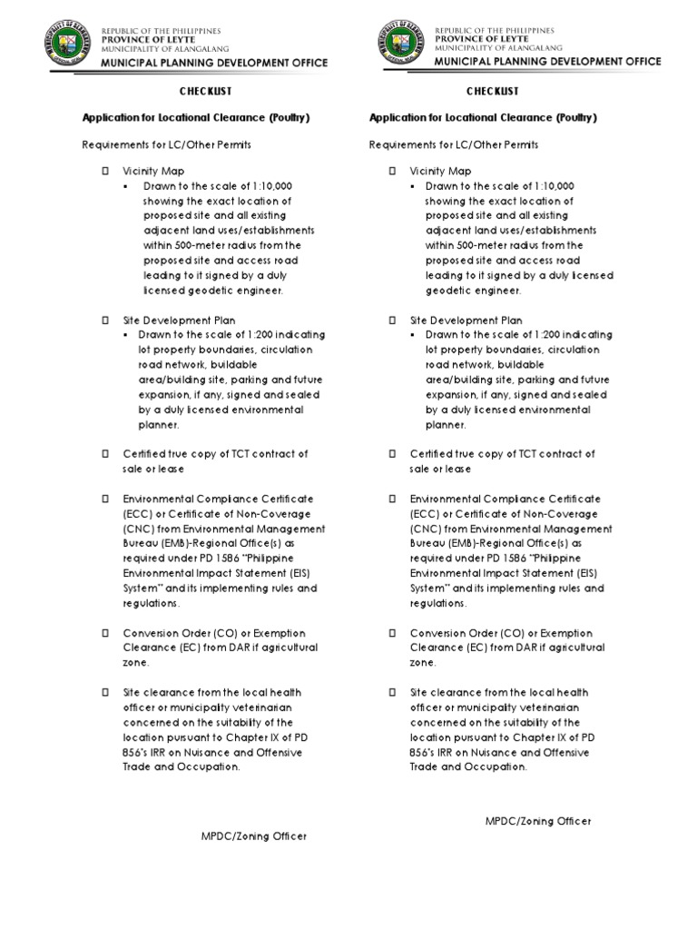 Locational Clearance Poultry PDF Zoning Environmental Impact