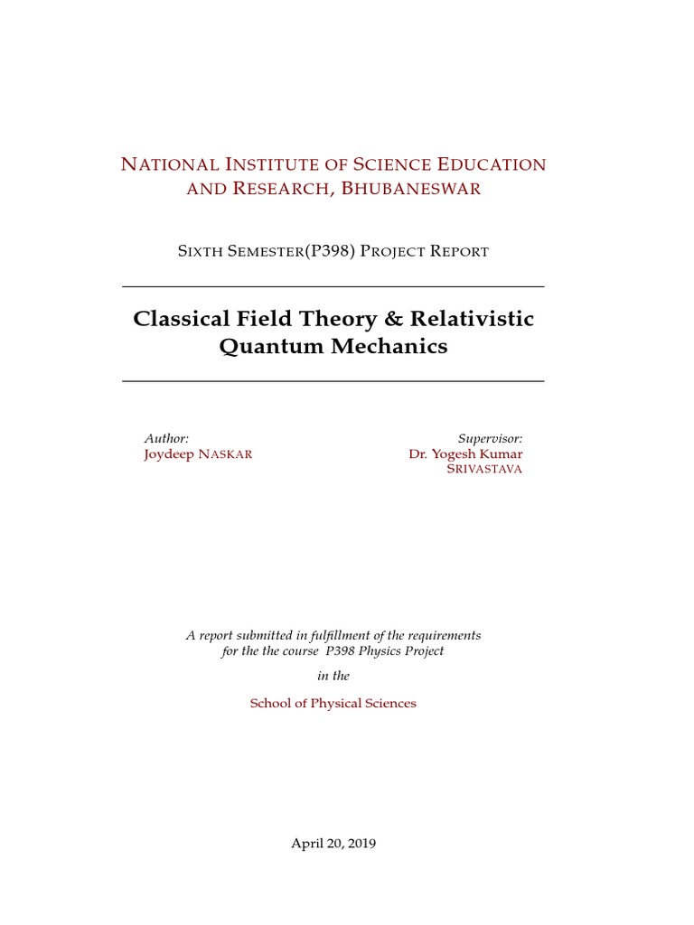 Classical Field Theory & Quantum Mechanics | PDF | Field (Physics ...