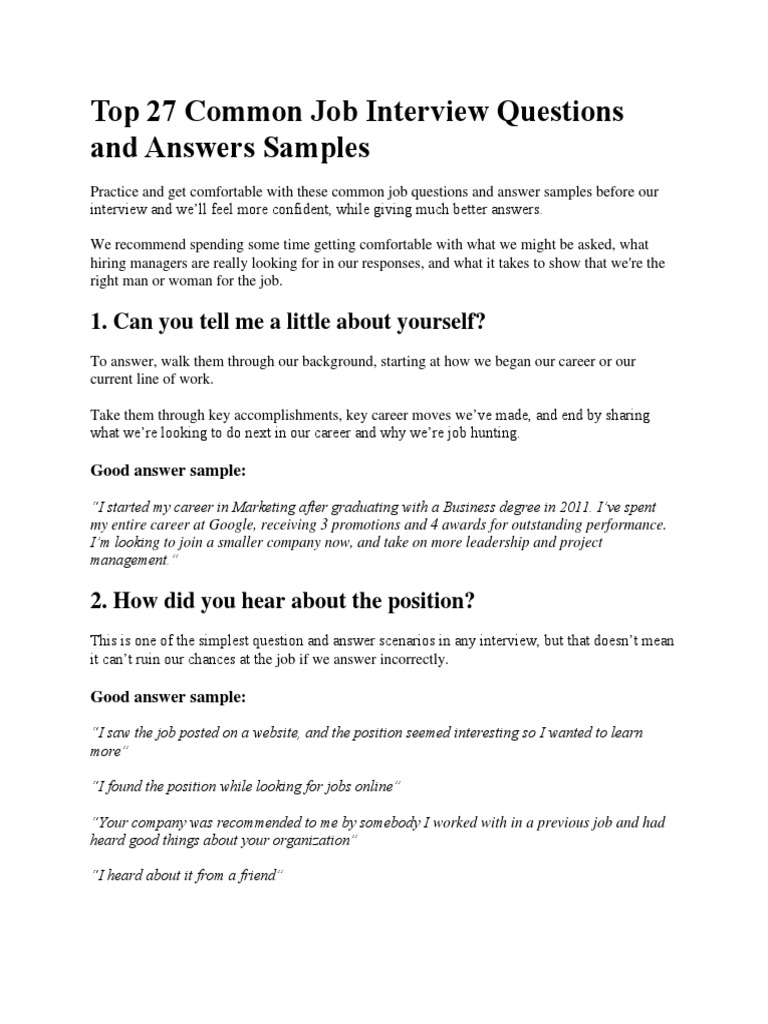 Job Interview Questions PDF