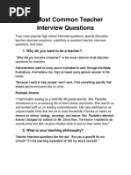 10 Most Common Teacher Interview Questions