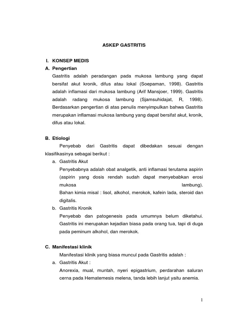 Askep Gastritis Lengkap