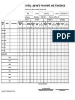 School Form 4 (SF4) Monthly Learner's Movement and Attendance