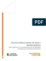 Política pública social de vejez y envejecimiento del municipio de Mosquera