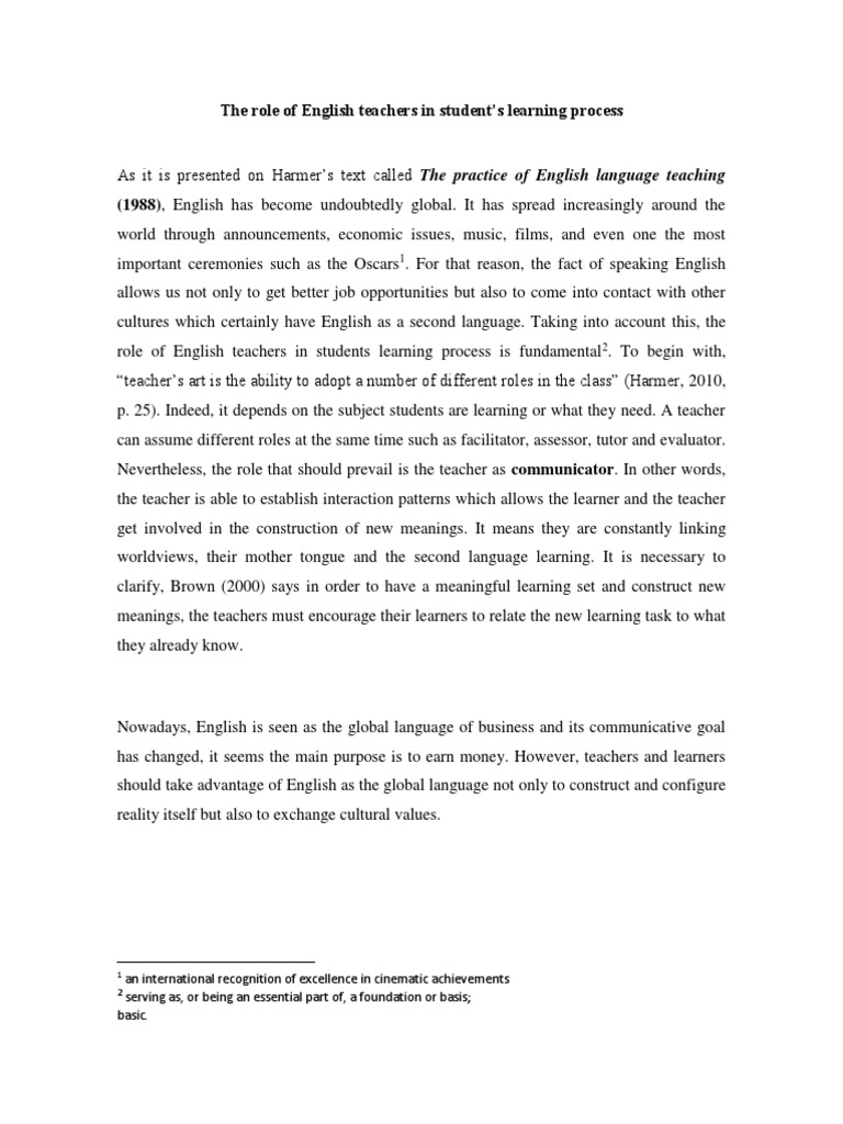 argumentative essay on english as a second language