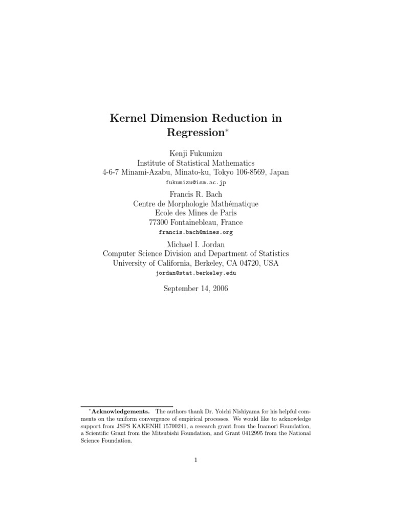 Kernel Dimension Reduction Methodology | PDF | Hilbert Space ...