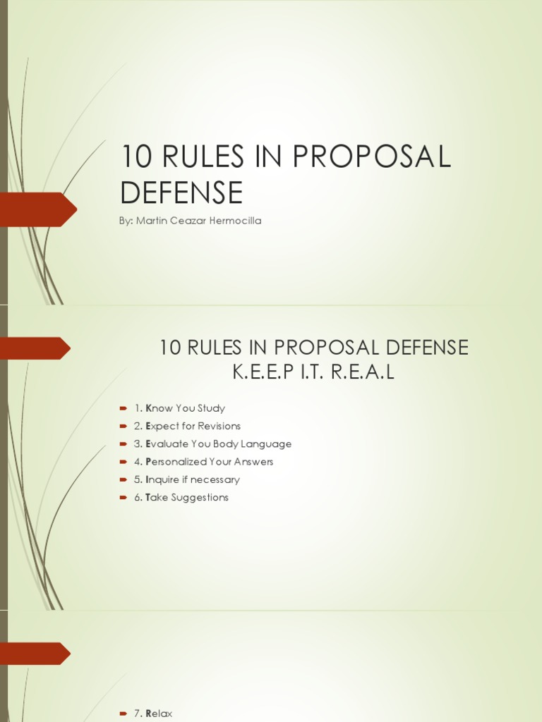 10 Rules in Proposal Defense | PDF