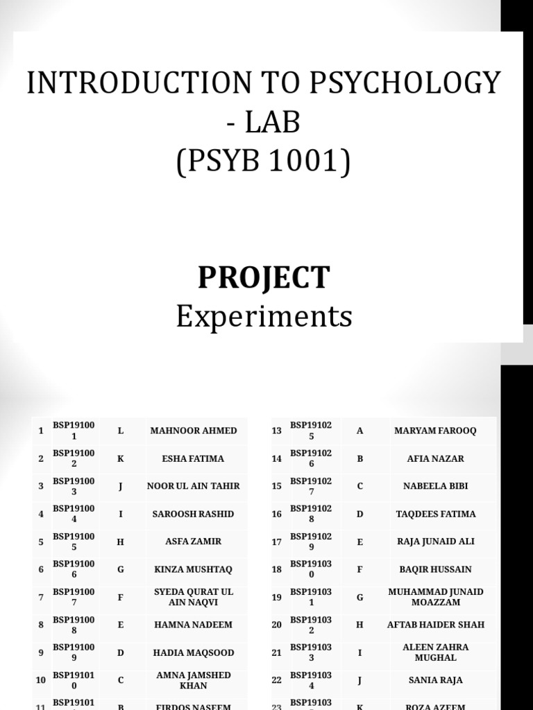 LabPsychology 1001 Final Projects PDF PDF Experiment Cognitive