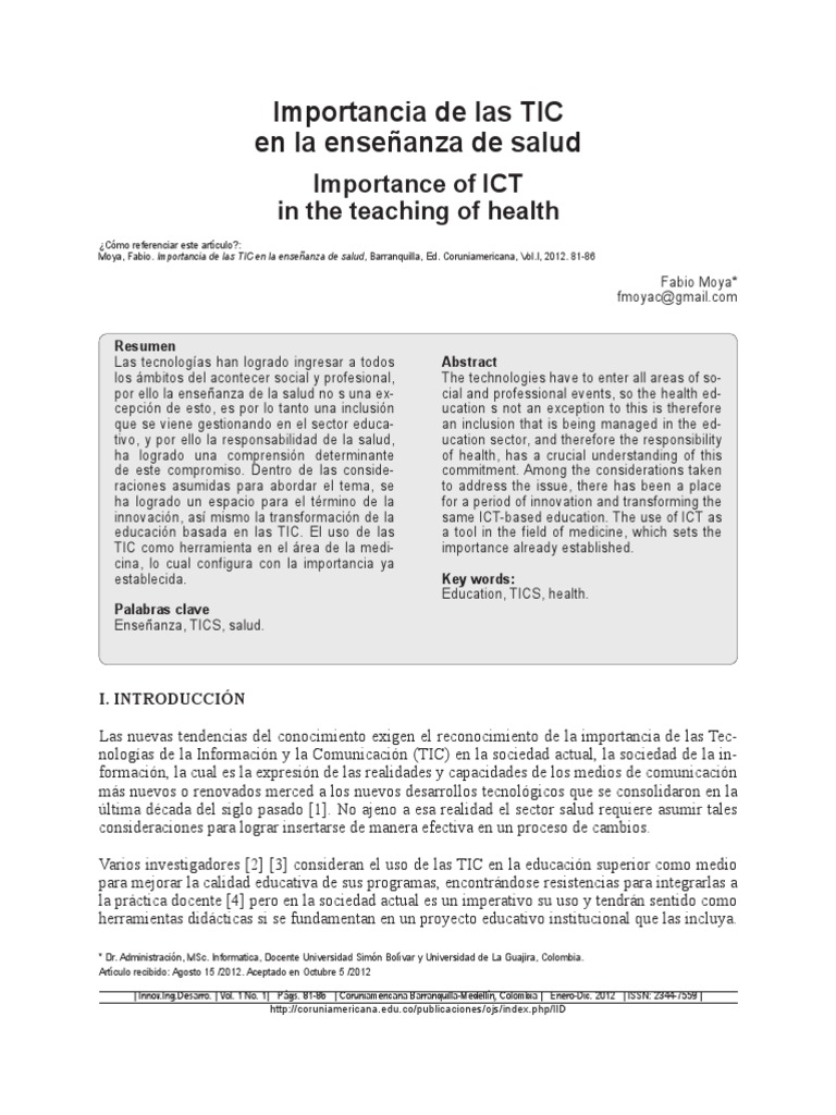 Importancia de las TIC en la salud | PDF | Maestros | Tecnología de ...