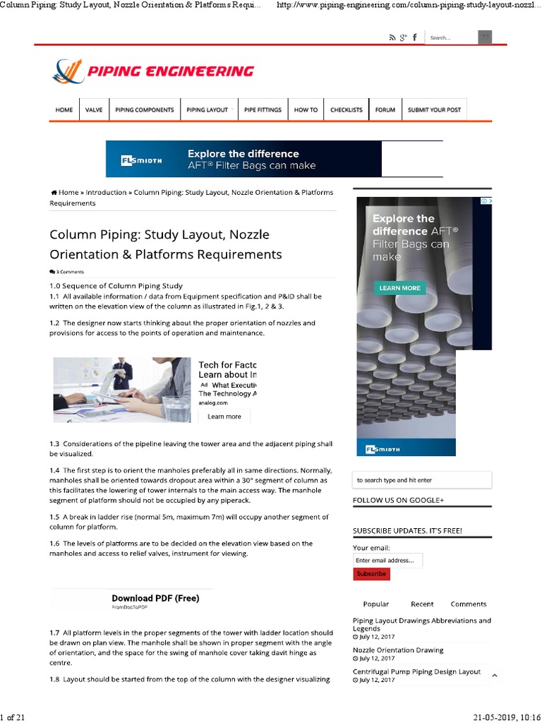 Column Piping Design in Refineries | PDF | Technology & Engineering