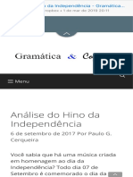 Análise Do Hino Da Independência - Gramática e Cognição