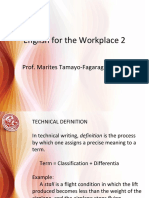 English For The Workplace 2: Prof. Marites Tamayo-Fagaragan