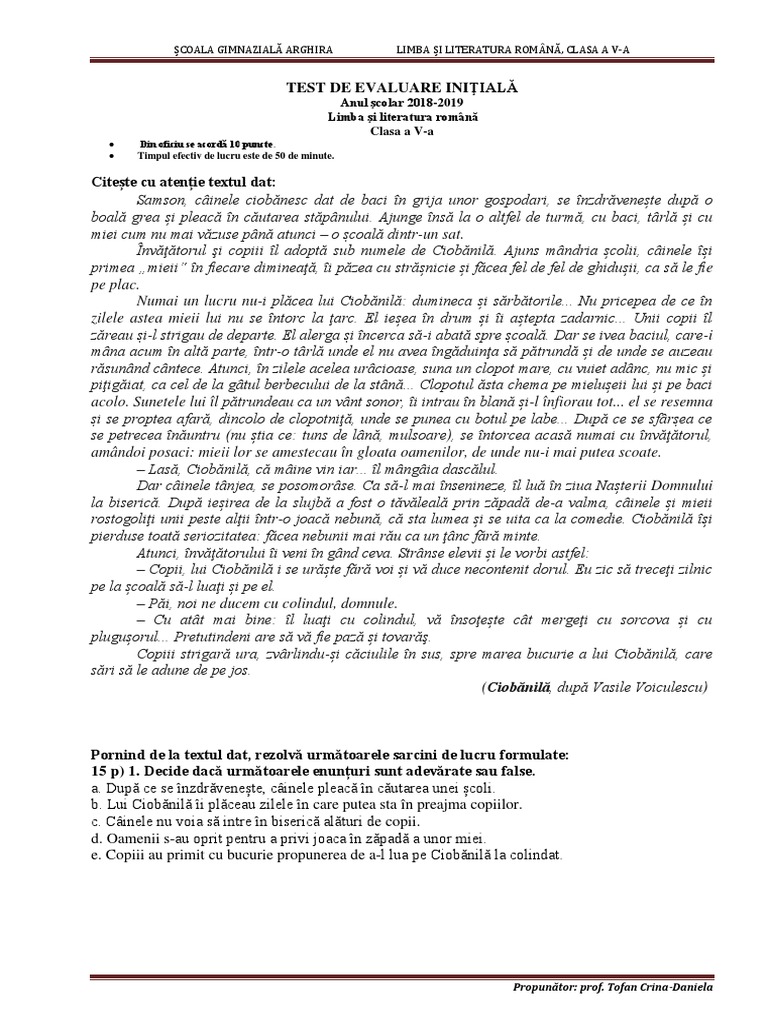 Test Initial Cls. 5 2018 | PDF