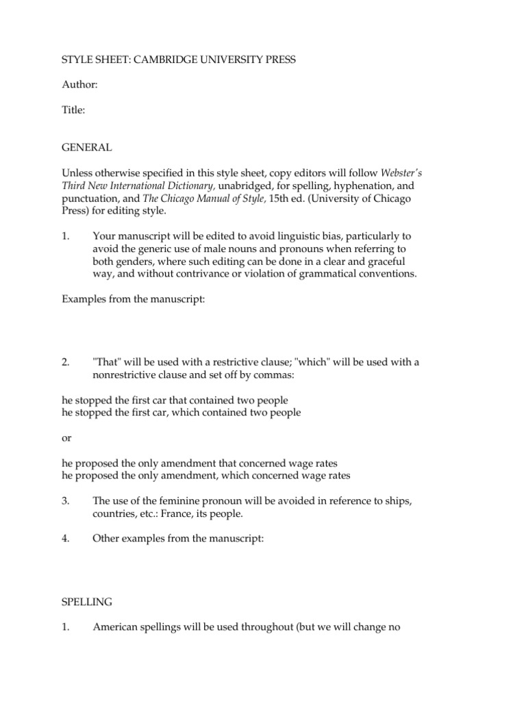 Cambridge Press Style Guidelines | PDF | Ellipsis | Bracket