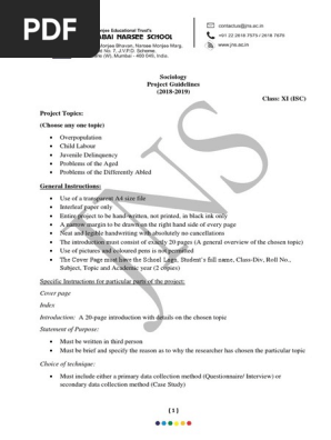 Sociology Project Guidelines ISC 11.Docx2018