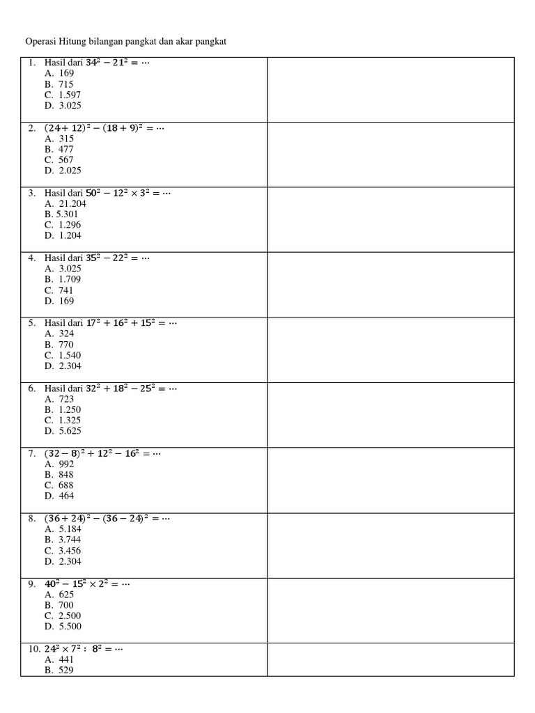 6 Operasi Hitung Bilangan Pangkat Dan Akar Pangkat