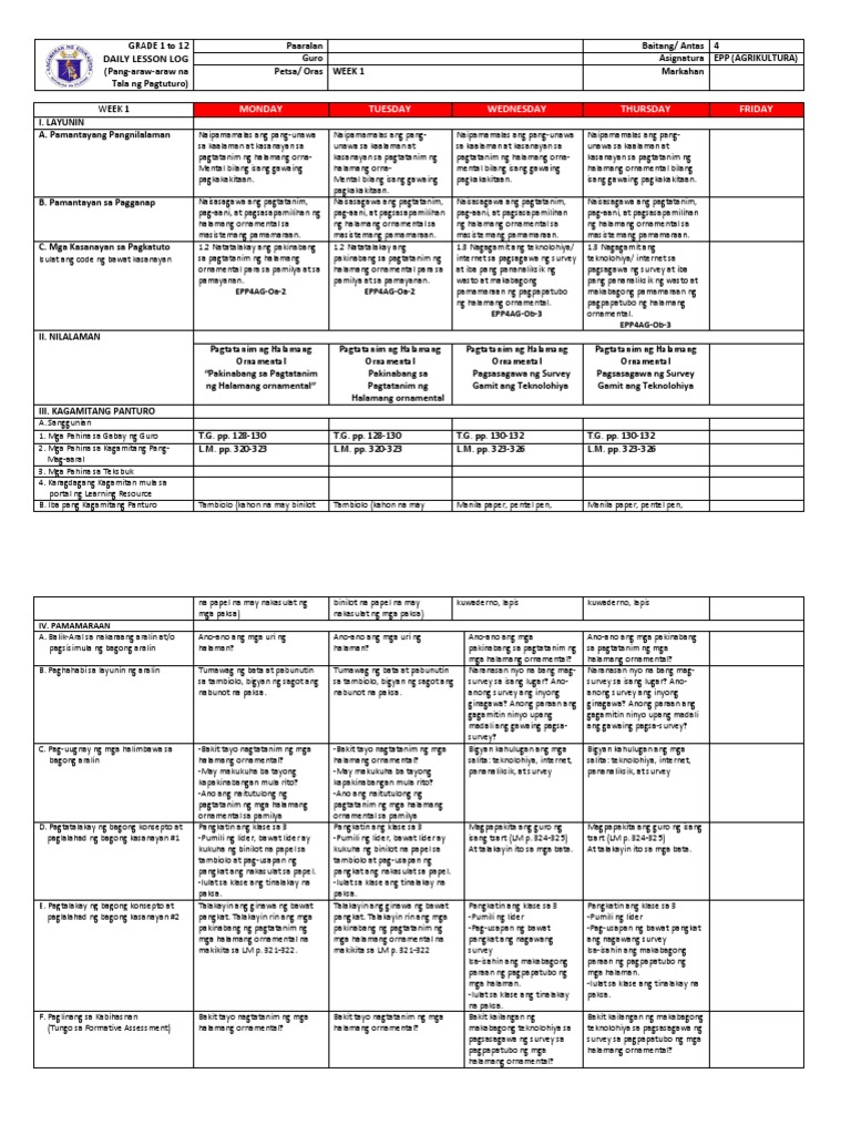 DLL Epp Agriculture PDF