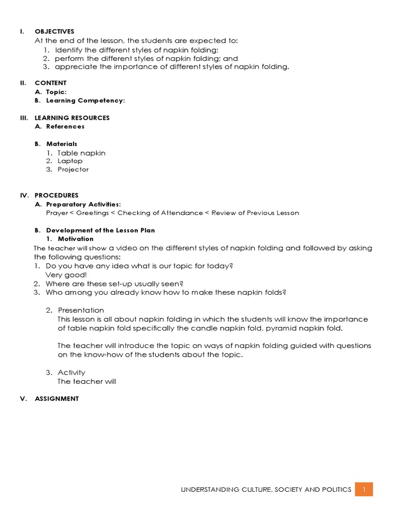 Lesson Plan in TLE | PDF