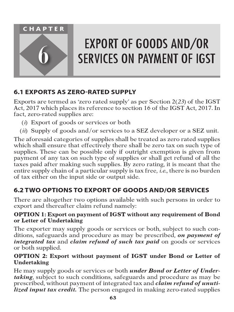 Export of Goods And/Or Services On Payment of Igst 6.1 Exports As Zero