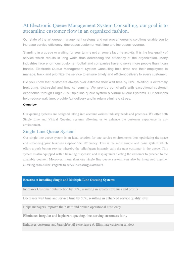 At Electronic Queue Management System Consulting | PDF | Touchscreen ...