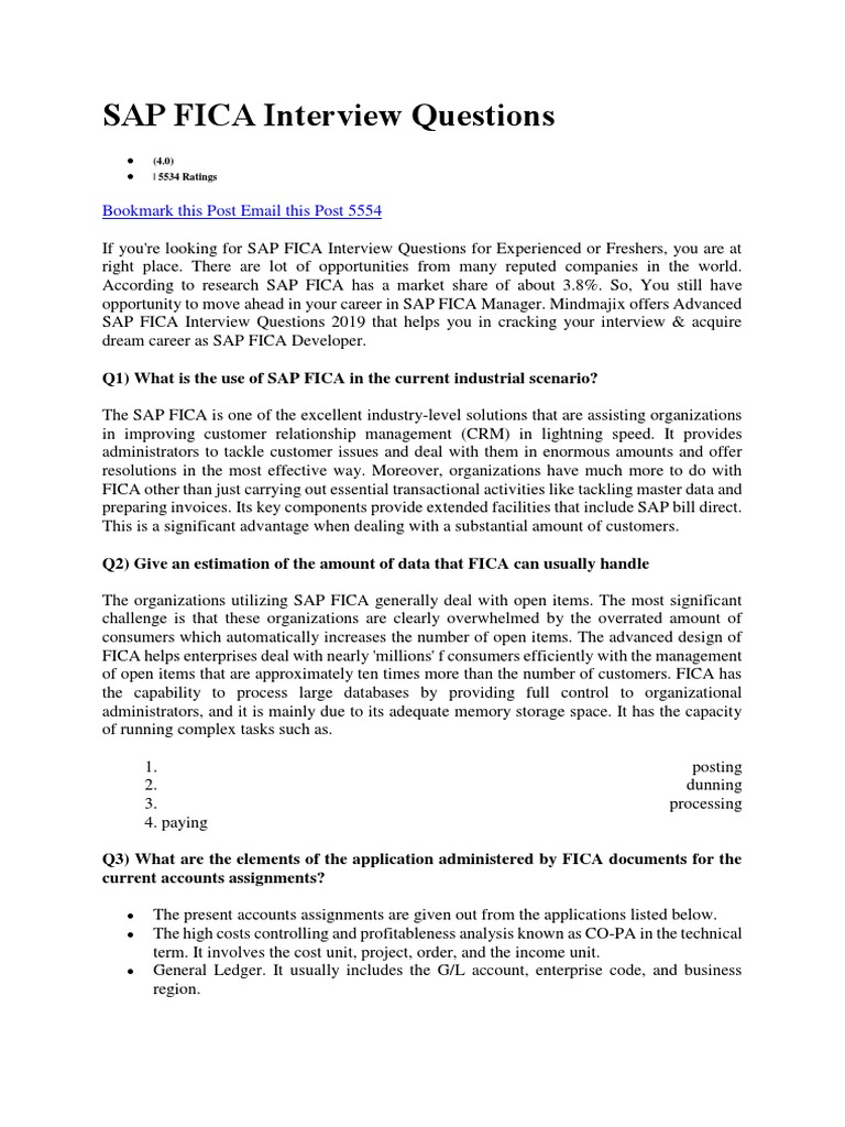 SAP FICA Interview Questions Guide | PDF | Sap Se | Federal Insurance ...