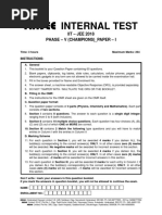 Fiitjee: Internal Test