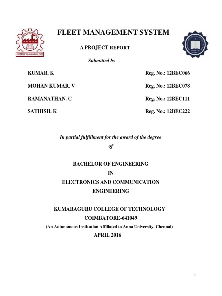 Fleet Management System Project Report | PDF | Subscriber Identity ...