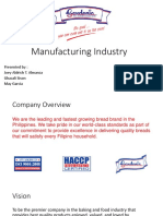 Manufacturing Industry: Presented By: Joey Aldrich T. Almanza Ghazali Sison May Garcia