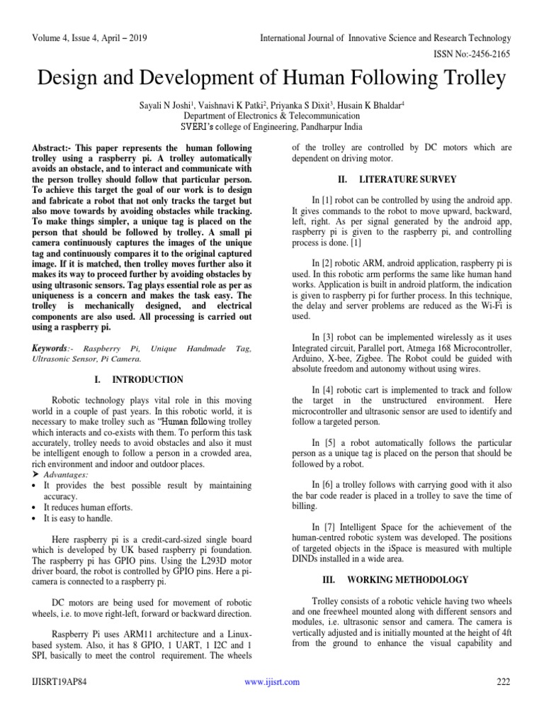 Human Following Trolley Design Report | PDF | Robotics | Ultrasound