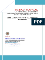 Instruction Manual: Semi Automatic Bomb Calormeter Apparatus