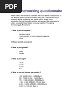 Social Networking Questionnaire