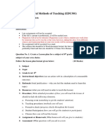 General Methods of Teaching (EDU301) : Assignment 1 (Spring 2019) Total Marks: 20 (Lesson No. 1-11) Instructions