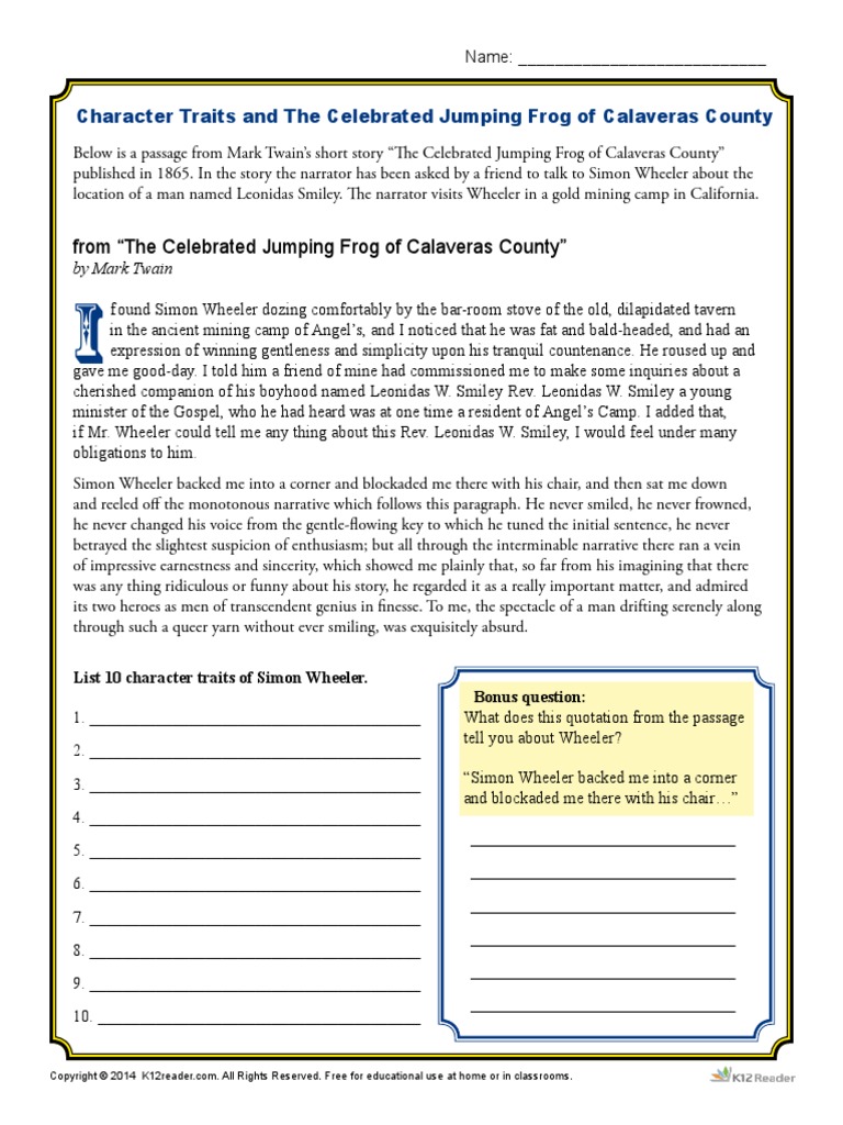 Celebrated Jumping Frog Of Calaveras County Pdf
