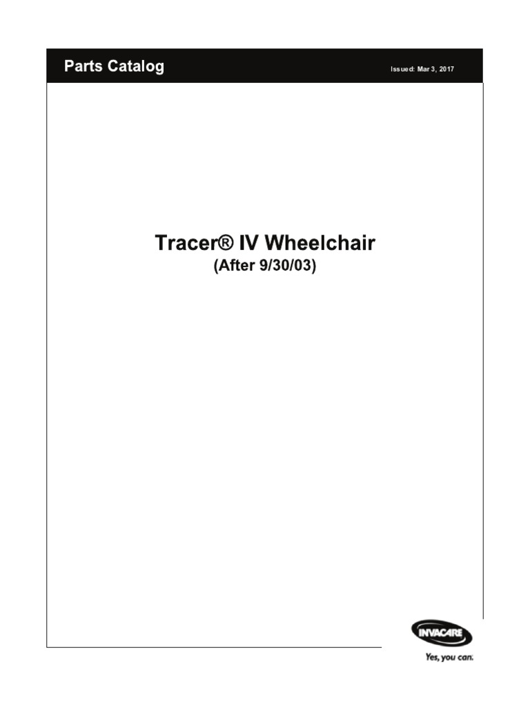 Invacare Parts Calalog For Tracer Iv
