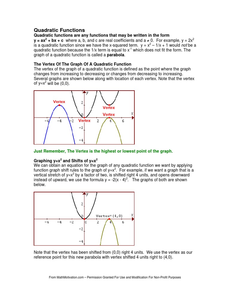 Quadratic Functions