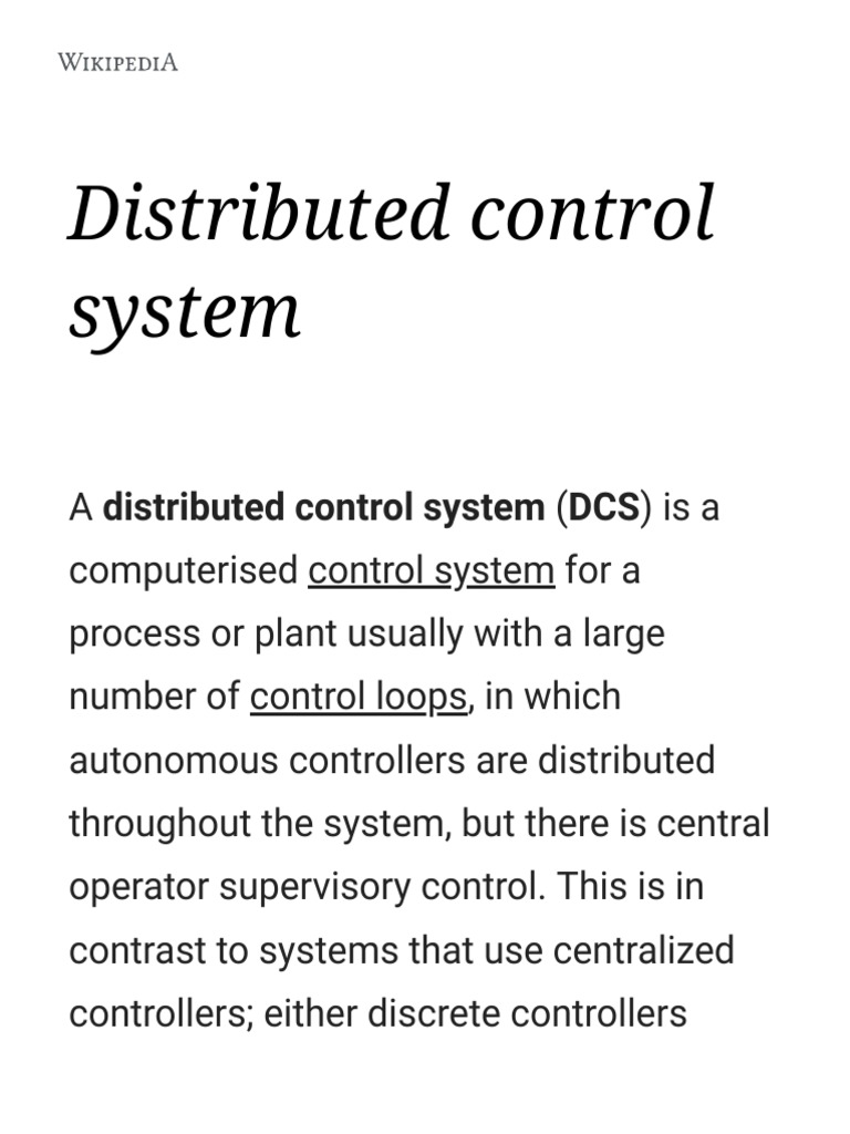 DCS. Distributed Control System-1 | PDF | Systems Engineering ...