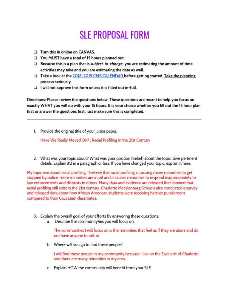 SLE Proposal for Racial Profiling Project | PDF | Racial Profiling ...