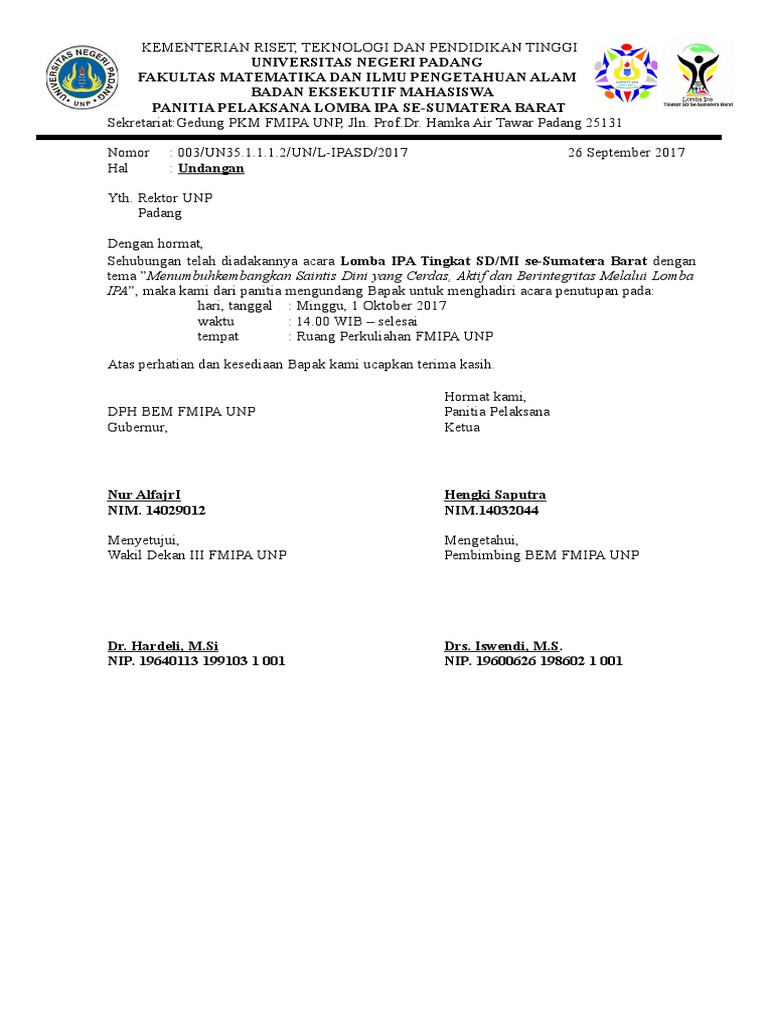 Kop Surat Unp Contoh Kop Surat