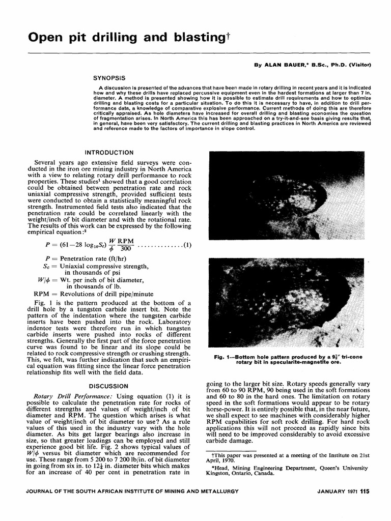 Open Pit Drilling and Blasting | PDF | Drill | Materials