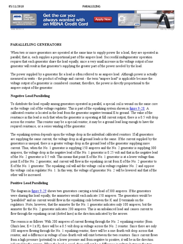 Paralleling Generators for Load Sharing | PDF | Series And Parallel ...