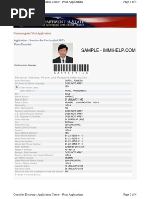Usa visa ds 160 form