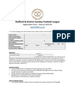 Stafford & District Sunday Football League: Application Form - Season 2019-20