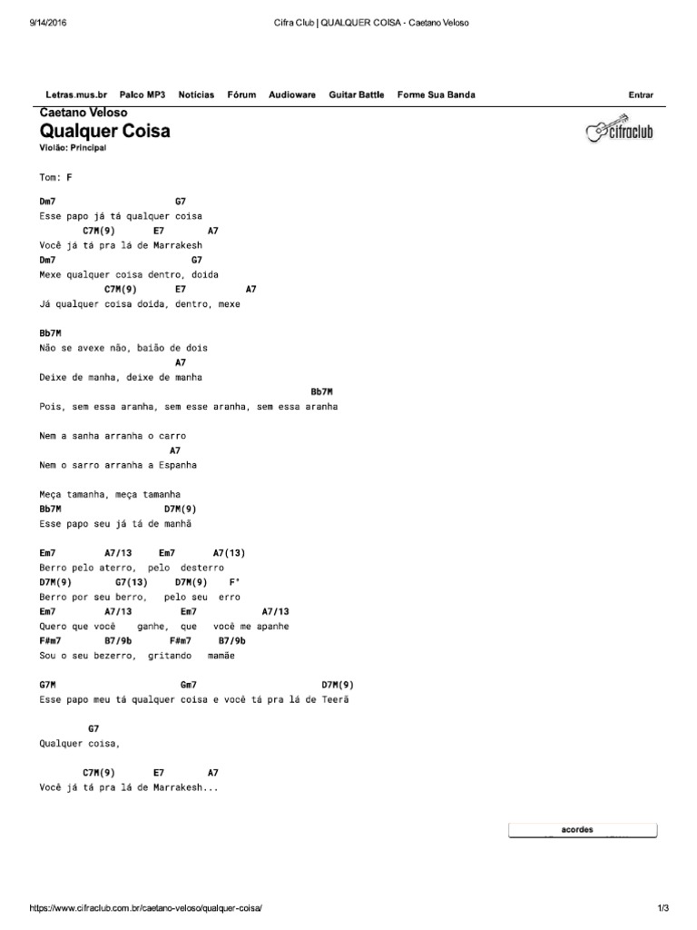 Qualquer Coisa - Caetano Veloso | PDF