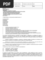 Teste 2º Bimestre 8º Ano Iluminismo 2019