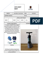 Technical Data Sheet Machinery