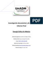 Investigación Documental y de Campo Informe Final Energía Eólica en México 