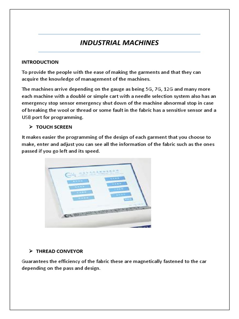 Industrial Garment Machine Overview | PDF