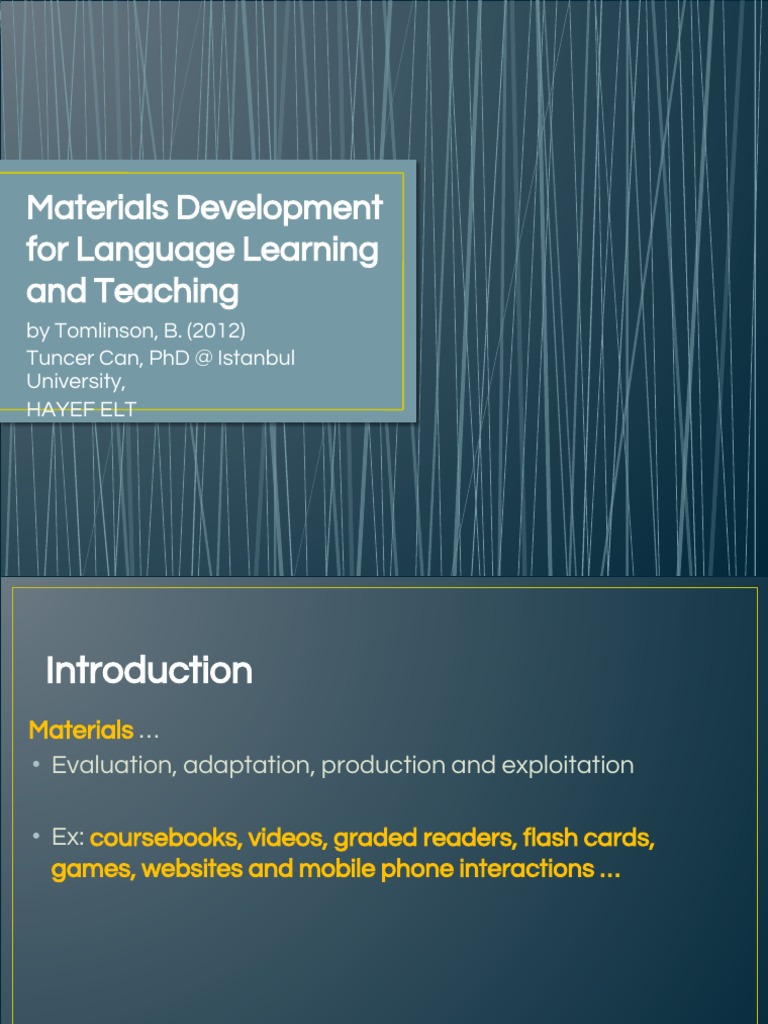 Materials Development For Language Learning and Teaching PPTX Adlı