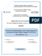 Etude de L'automatisation Et de La Supervision D'un Procédé de Lavage de Filtres Niagara A CEVITA