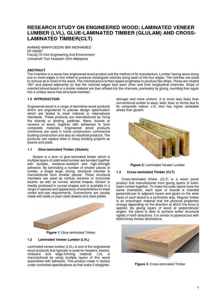 Engineered Wood: LVL, Glulam, CLT Overview | PDF | Lumber | Beam ...