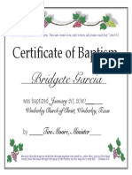 Baptismal Certificate